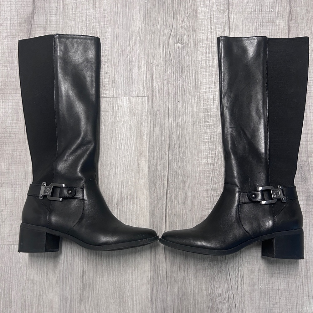 Anne Klein Black Heeled Riding Boots